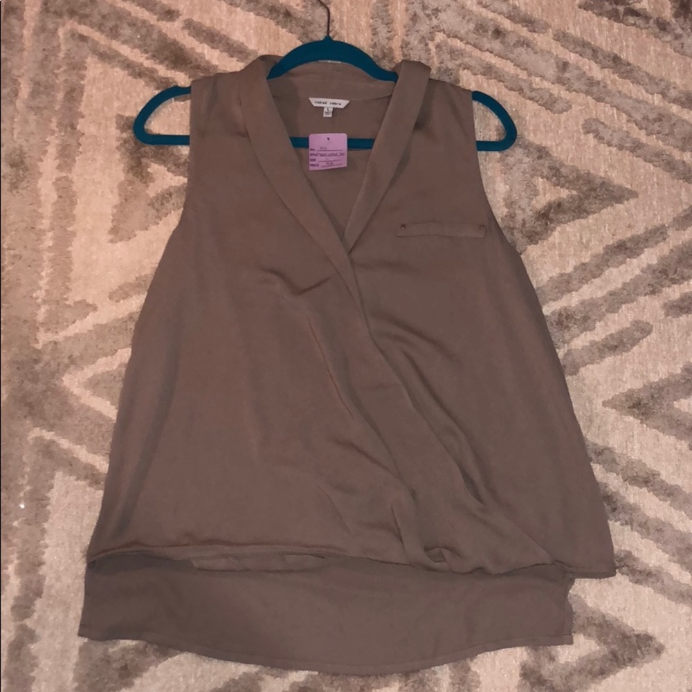 Makes zebra brown crossover tank top